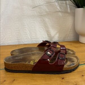 Birkenstocks sandals patent red